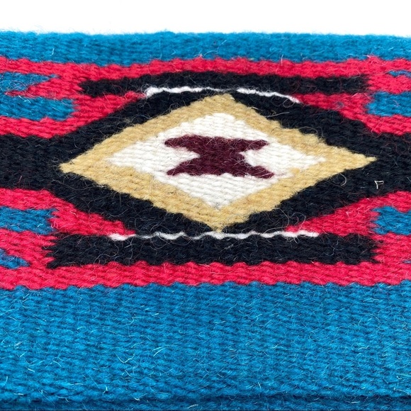 Turquoise Chimayo Style Wool Clutch Purse - Picture 8 of 13